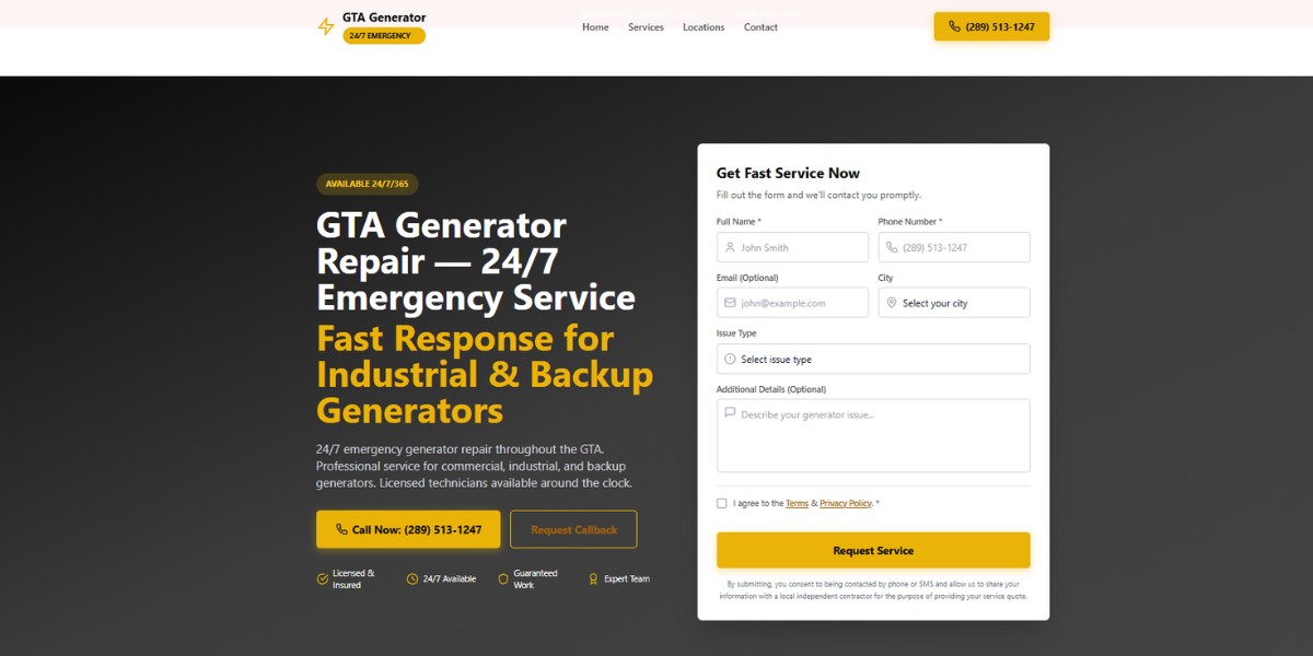 GTA Generator Repair Google search visibility