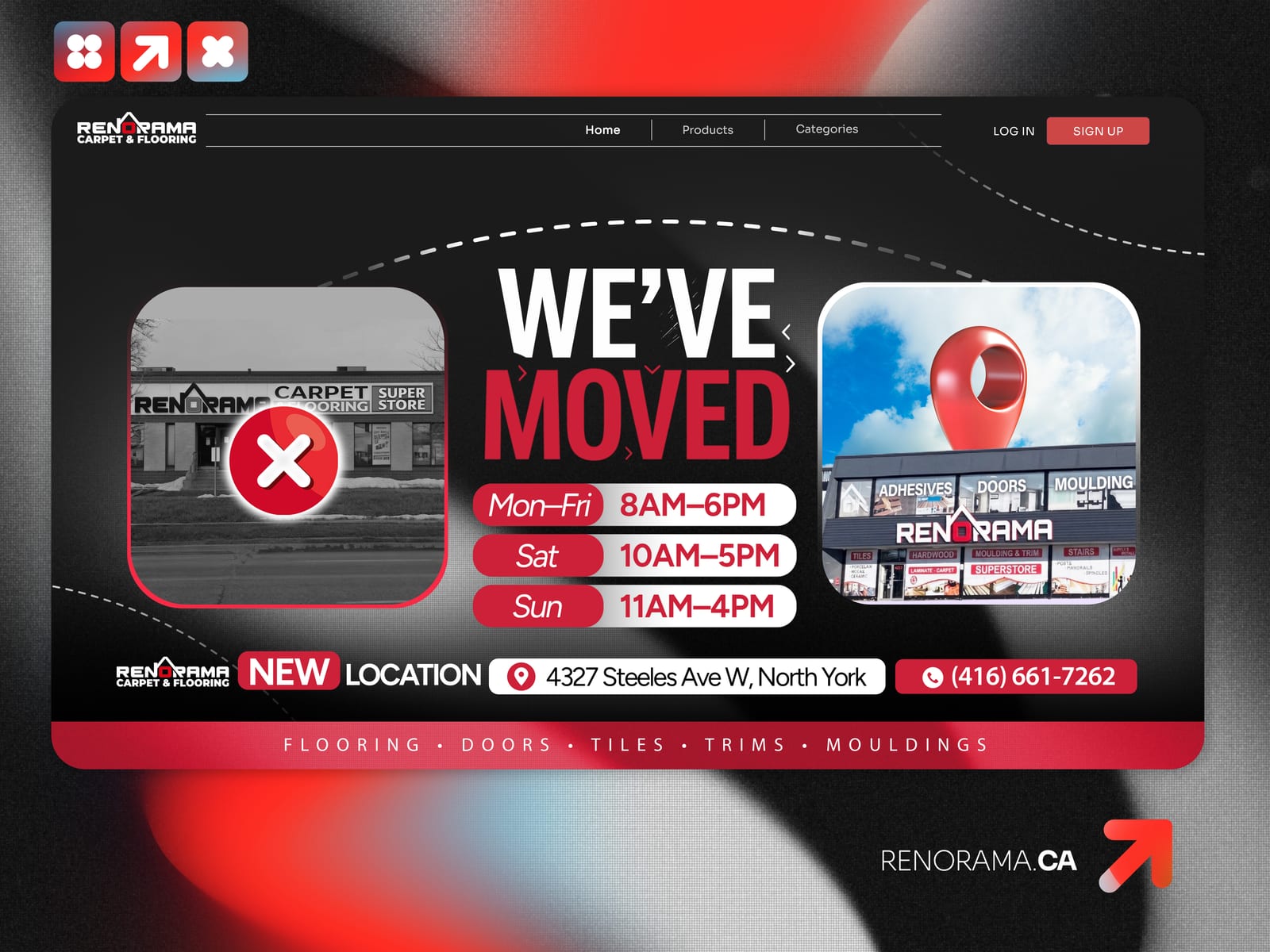 Renorama Flooring - Flooring store website & relocation campaign