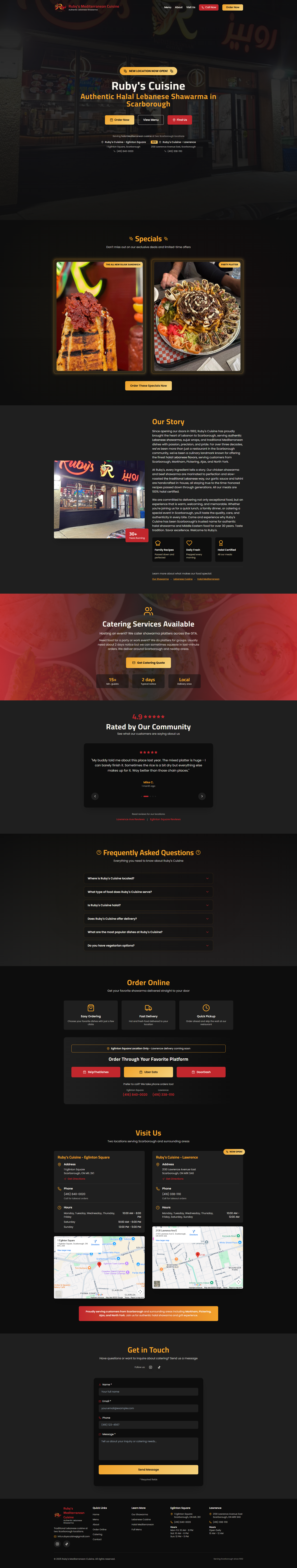 Ruby's Mediterranean Cuisine full website