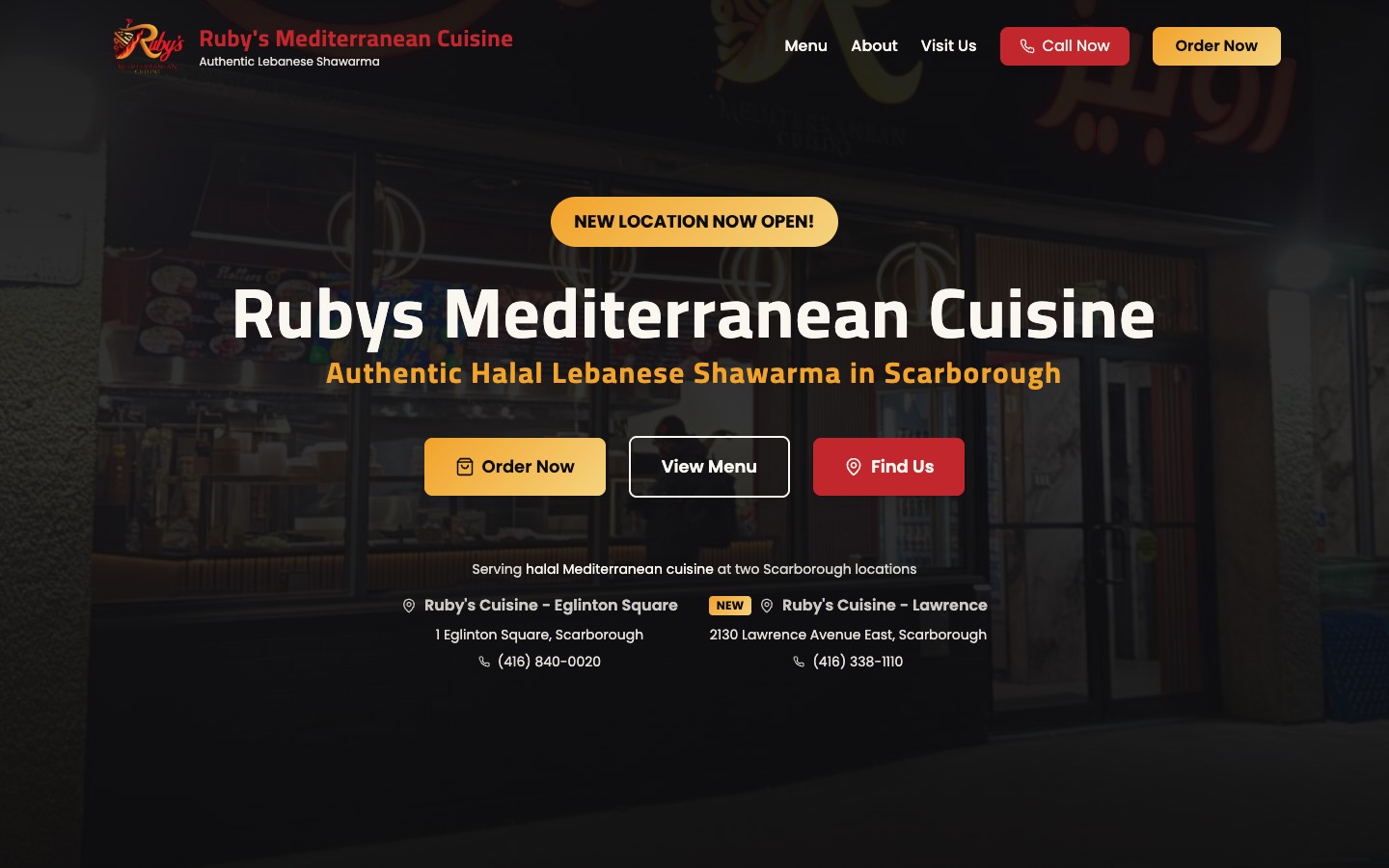 Ruby's Mediterranean Cuisine website built by LocalRank, the site behind its top 3 Google Maps ranking in Scarborough